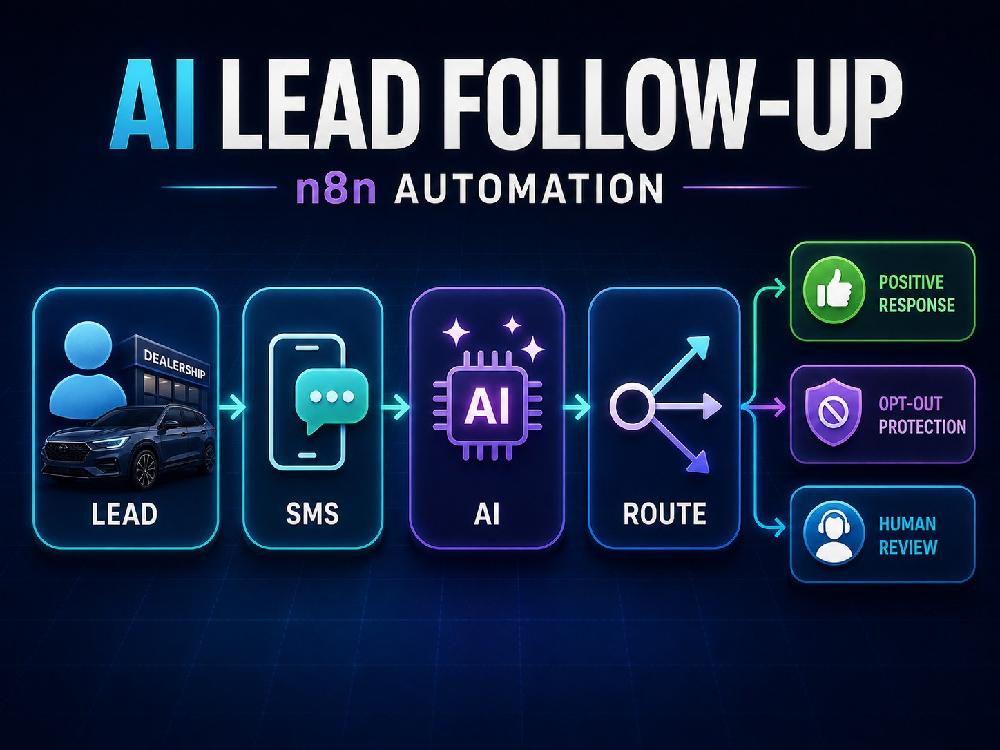 AI lead follow-up automation routing leads through messaging, AI classification, opt-out protection, and human review